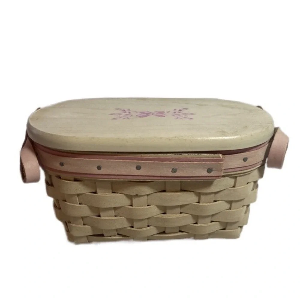 Longaberger 2005 Horizon Of Hope Awareness WHITE WASH Basket Lid Liners & Tie On